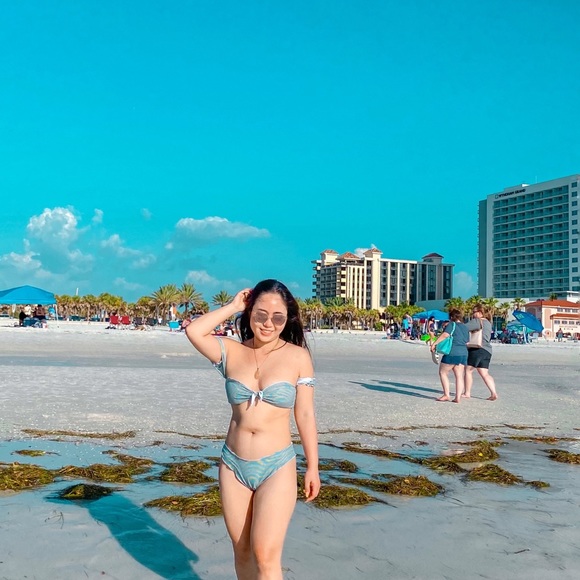 Striped Knot front bardot high cut bikini - Picture 3 of 6